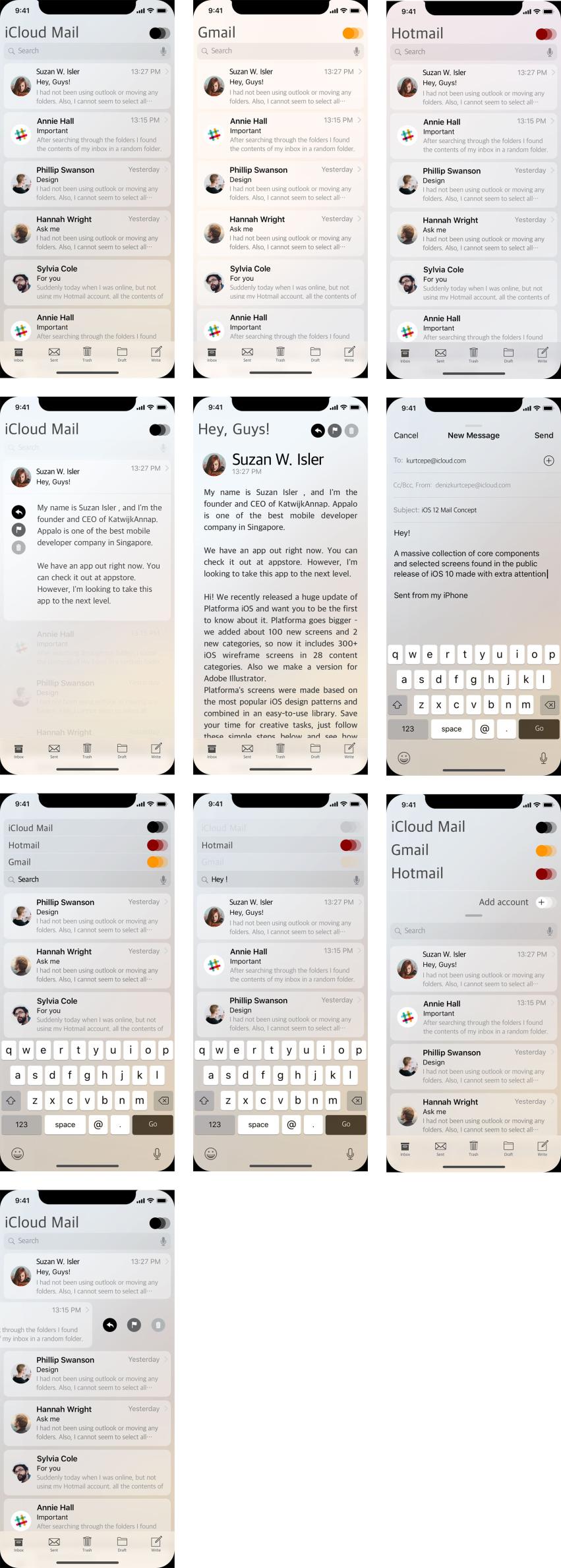 邮件APP概念设计sketch源文件