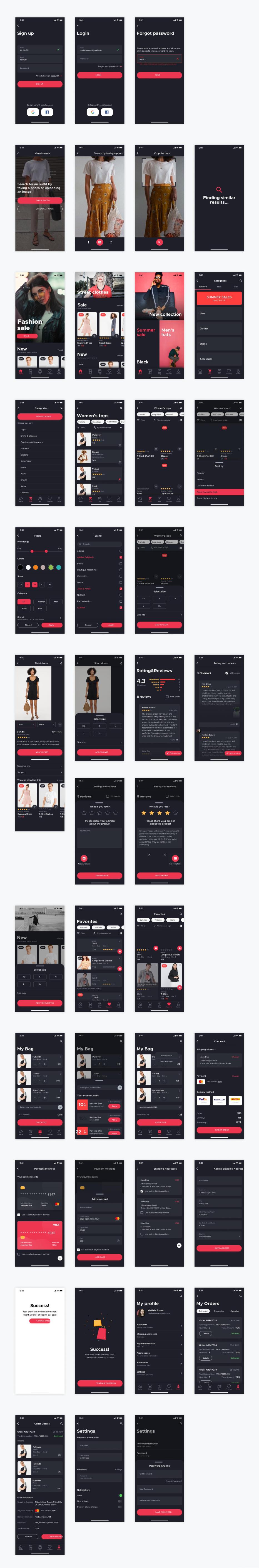 深色主题成套电商app ui .fig素材下载,UI素材下载,UI资源分享