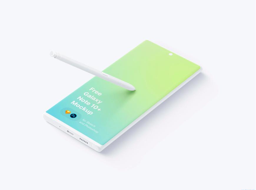 Samsung Galaxy Note 10 Plus Mockup .psd .sketch素材下载