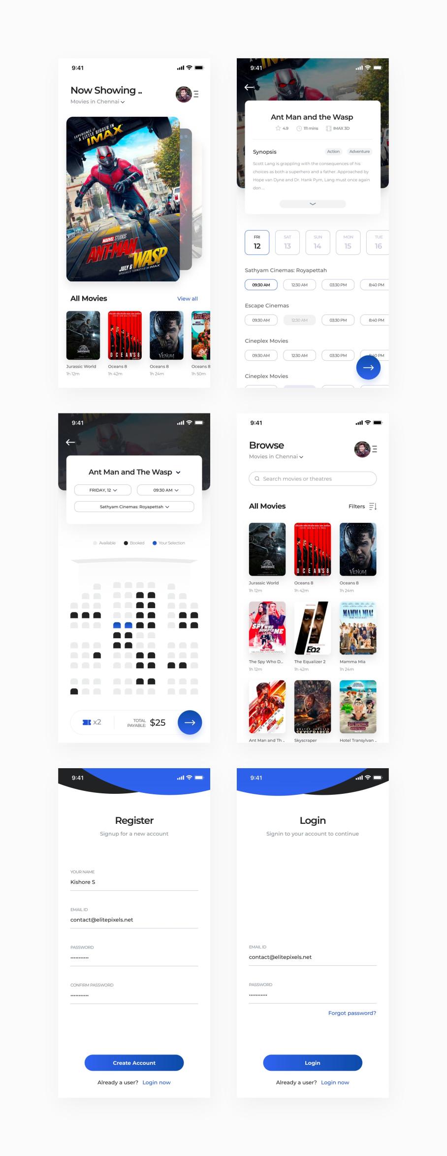 电影购票类app ui sketch资源分享