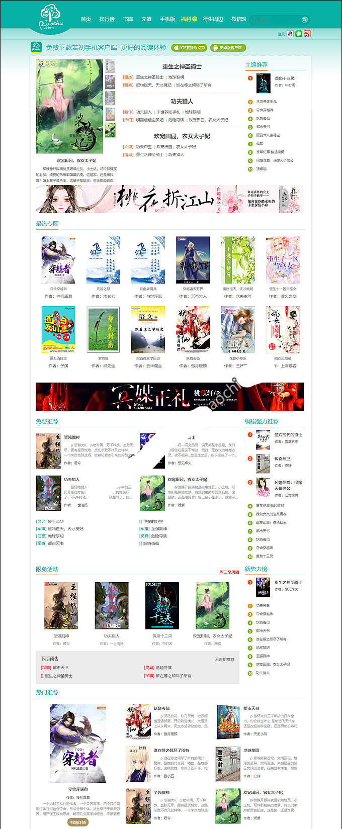 仿《若初文学网》原创小说网站系统源码(带采集 支付 VIP会员系统) 杰奇小说专题
