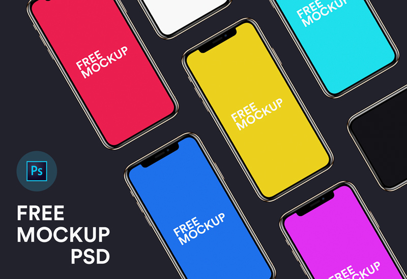 白色与黑色 iPhone XS 模板，PSD