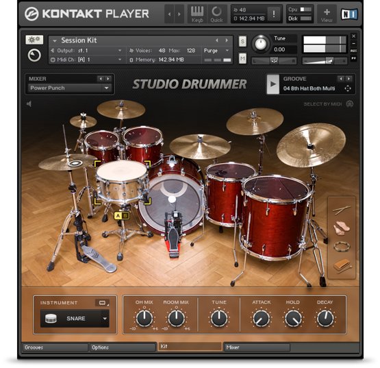 Studio Drummer工作室鼓声/原声架子鼓音源，带使用教学视频，无需安装，康泰克入库即可